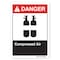 Signmission ANSI Danger, Decal, 5" x 3.5", Landscape, Compressed Air, Compressed Air OS-DS-D-35-L-19813 - alternate 1